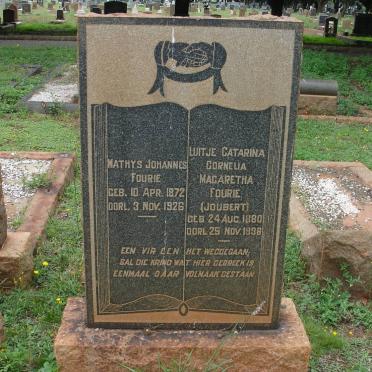 FOURIE Mathys Johannes 1872-1926 &amp; Luitje Catarina Cornelia Magaretha JOUBERT 1880-1938