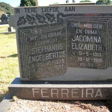 FERREIRA Stephanus Engelbertus 1925-1987 &amp; Jacomina Elizabeth 1913-1990