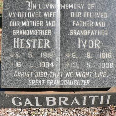 GALBRAITH Ivor 1916-1998 &amp; Hester 1918-1984