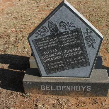 GELDENHUYS Johann Diederik 1935-2009 &amp; Aletta Elizabetha Dorathea 1935-1998
