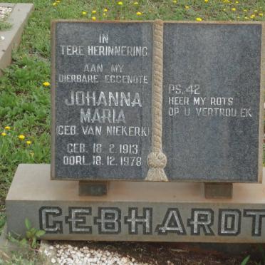 GEBHARDT Johanna Maria nee VAN NIEKERK 1913-1978
