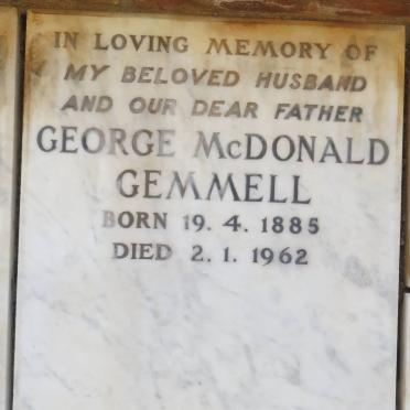 GEMMELL George McDonald 1885-1962