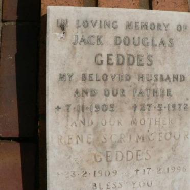 GEDDES Jack Douglas 1905-1972 &amp; Irene Scrimgeour 1909-1996