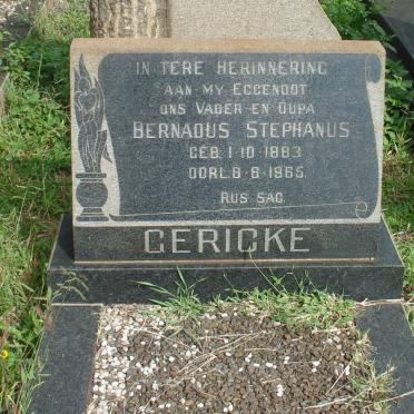 GERICKE Bernadus Stephanus 1883-1965