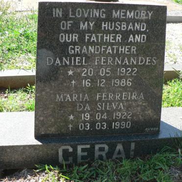 GERAL Daniel Fernandes 1922-1986 &amp; Maria Ferreira Da Silva 1922-1990