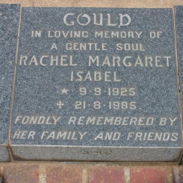 GOULD Rachel Margaret isabel 1925-1985