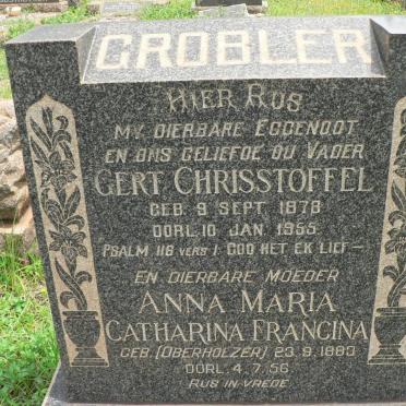 GROBLER Gert Christoffel 1878-1955 &amp; Anna Maria Catharina Francina OBERHOLZER 1883-1956