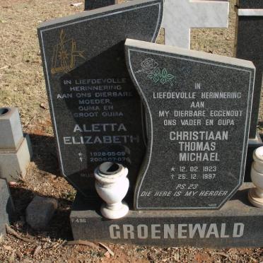 GROENEWALD Chritiaan Thomas Michael 1923-1997 &amp; Aletta Elizabeth 1928-2006
