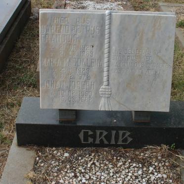 GRIB Barend Petrus Francois 1920-1983 &amp; Maria Magdalena 1923-1972 :: GRIB Johan Joseph 1950-1982