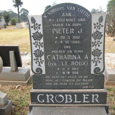 GROBLER Pieter J. 1910-1985 &amp; Catharina A. LE ROUX 1917-1998