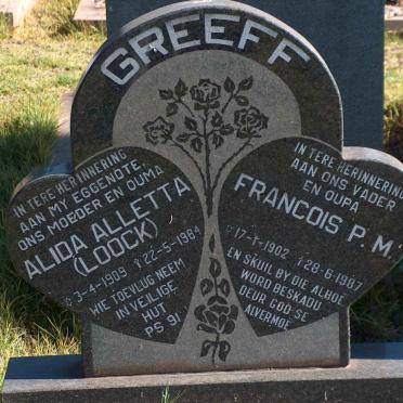 GREEFF Francois P.M. 1902-1987 &amp; Alida Aletta LOOCK 1909-1984