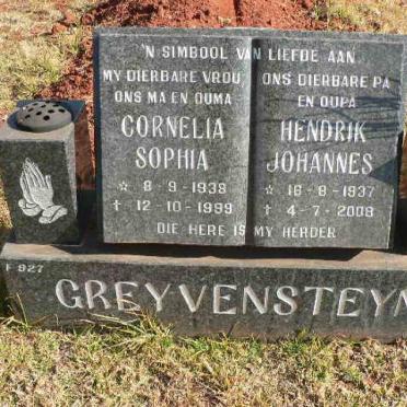 GREYVENSTEYN Hendrik Johannes 1937-2008 &amp; Cornelia Sophia 1938-1999
