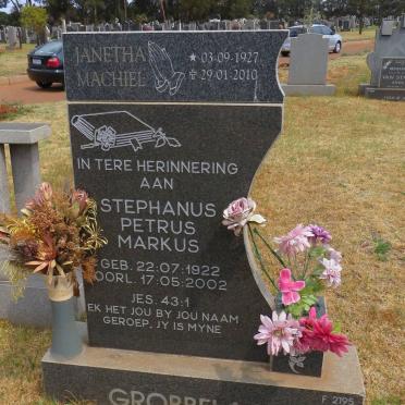 GROBBELAAR Stephanus Petrus Markus 1922-2002 &amp; Janetha Machiel 1927-2010