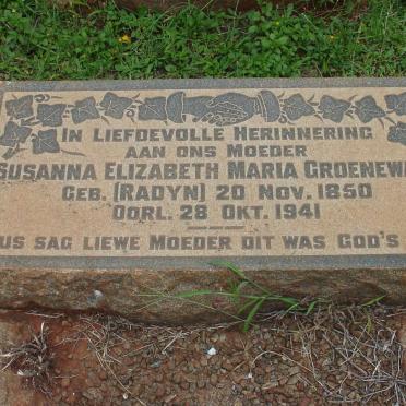 GROENEWALD Susanna Elizabeth Maria nee RADYN 1850-1941