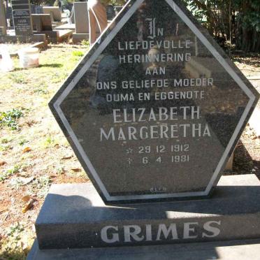 GRIMES Elizabeth Margaretha 1912-1981