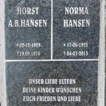 HANSEN Horst A.B. 1929-1974 &amp; Norma 1925-2013