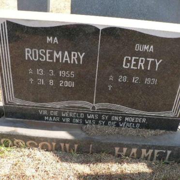 HAMEL Gerty 1931- :: ROSSOUW Rosemary 1955-2001