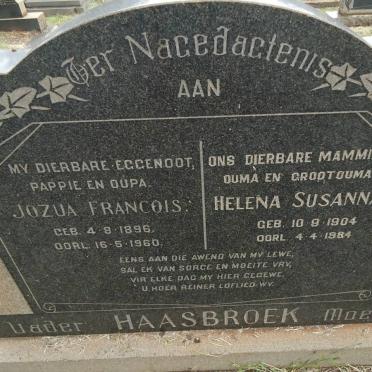 HAASBROEK Jozua Francois 1896-1960 &amp; Helena Susanna 1904-1984