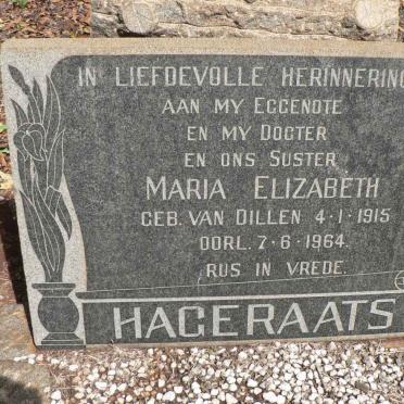 HAGERAATS Naria Elizabeth nee VAN DILLEN 1915-1964