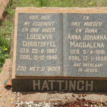 HATTINGH Loedewyk Christoffel 1887-1948 &amp; Anna Johanna Magdalena 1891-1959