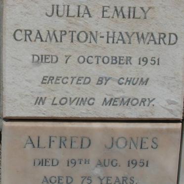 HAYWARD Julia Emily, CRAMPTON -1951 :: JONES Alfred -1951