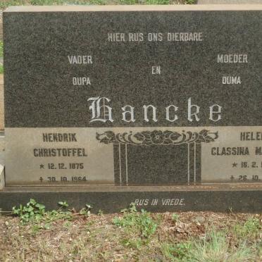 HANCKE Hendrik Christoffel 1875-1964 &amp; Helena Classina Magrietha 1885-1971
