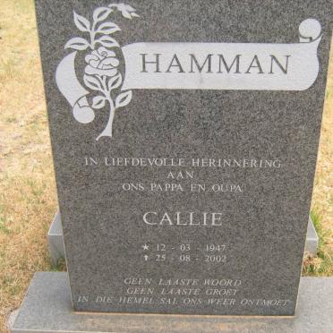 HAMMAN Callie 1947-2002