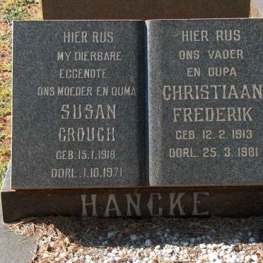 HANCKE Christiaan Frederik 1913-1981 &amp; Susan CROUCH 1918-1971