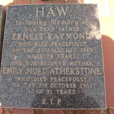 HAW Ernest Raymond -1969 &amp; Emily Noel Atherstone -1981