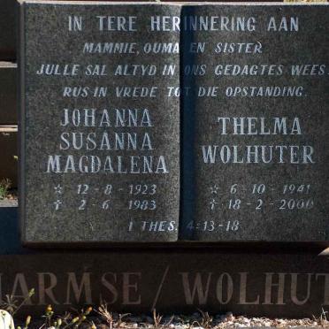 HARMSE Johanna Susanna Magdalena 1923-1983 :: WOLHUTER Thelma 1941-2000