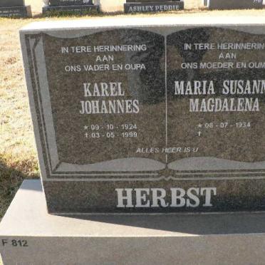 HERBST Karel Johannes 1924-1999 &amp; Maria Susanna Magdalena 1934-