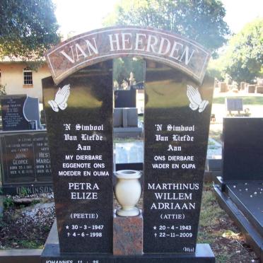 HEERDEN Marthinus Willem Adriaan, van 1943-2009 &amp; Petra Elize 1947-1998