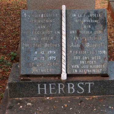 HERBST Michiel Petrus 1919-1975 &amp; Anne Magrieta 1924-19??