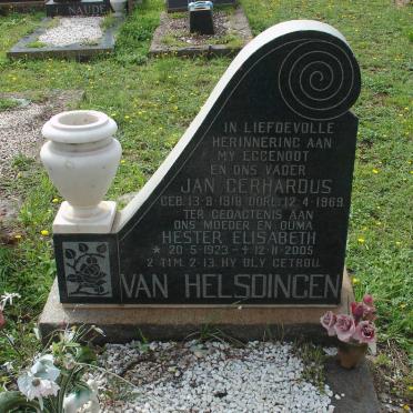 HELSDINGEN Jan Gerhardus, van 1918-1969 &amp; Hester Elisabeth 1923-2005