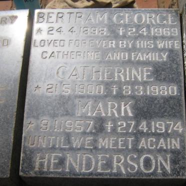 HENDERSON Bertram George 1898-1969 Catherine 1900-1980 Mark 1957-1974