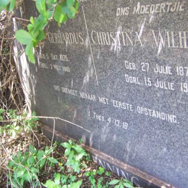 HENNING Johannes Gerhardus 1875-1961 &amp; Christina Wilhelmina 1986-1958