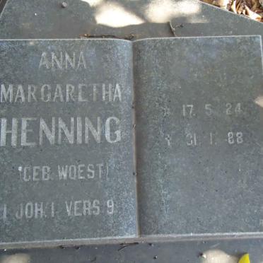 HENNING Anna Margaretha nee WOEST 1924-1988