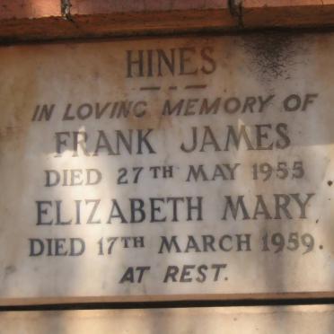HINES Frank James -1955 &amp; Elizabeth Mary -1959