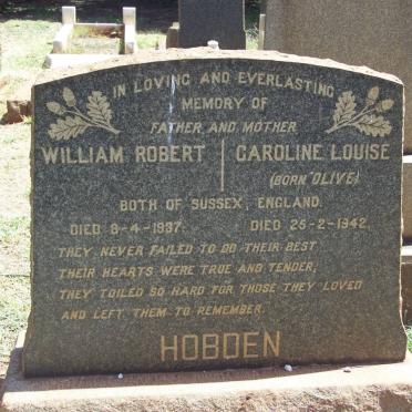 HOBDEN William Robert -1937 &amp; Caroline Louise OLIVE -1942