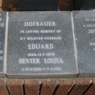 HOFBAUER Eduard  -1979 &amp; Hester Louisa 1896-1988