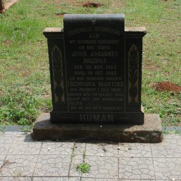 HUMAN Jurie Johannes Maurice 1865-1943 &amp; Fredricka Martina BOUWER 1860-1954