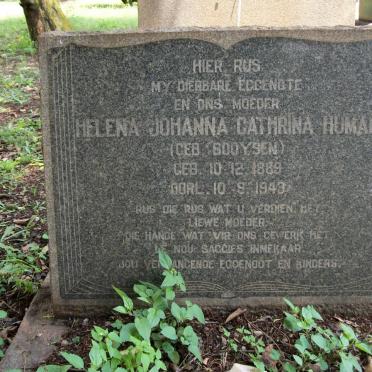HUMAN Helena Johanna Cathrina nee BOOYSEN 1889-1943