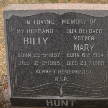 HUNT Billy 1897-1965 &amp; Mary 1904-1968
