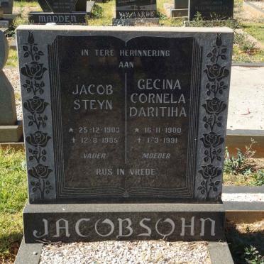 JACOBSOHN Jacob Steyn 1903-1985 &amp; Gecina Cornelia Daritiha 1900-1991