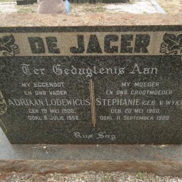 JAGER Adriaan Lodewicus, de 1900-1956 &amp; Stephanie VAN WYK 1900-1989