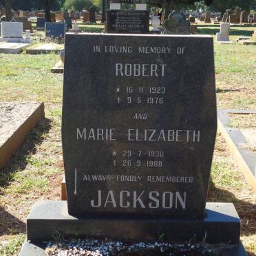 JACKSON Robert 1923-1976 &amp; Marie Elizabeth 1930-1988