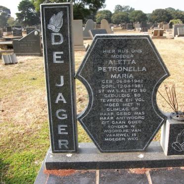 JAGER Aletta Petronella Maria, de 1942-1981
