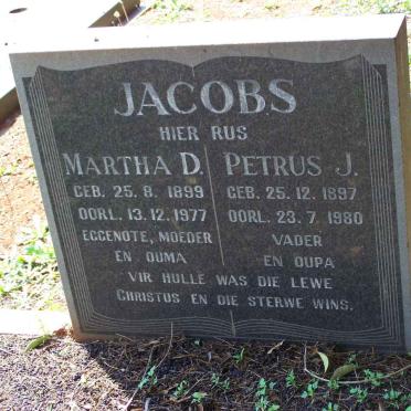 JACOBS Petrus J. 1897-1980 &amp; Martha D. 1899-1977