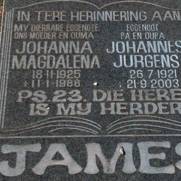 JAMES Johannes Jurgens 1921-2003 &amp; Johanna Magdalena 1925-1988