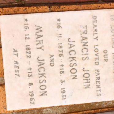 JACKSON Francis John 1876-1951 &amp; Mary 1872-1967